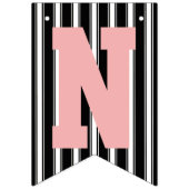 黒板のおめでとうの白黒のピンクの結婚式 バンティングフラッグ (第3の旗)