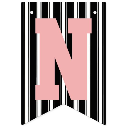 黒板のおめでとうの白黒のピンクの結婚式 バンティングフラッグ (第3の旗)