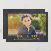 黒板のおもしろいは写真カード感謝していしています サンキューカード (正面/裏面)