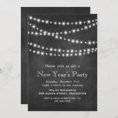 黒板のきらきらライトの新年の招待状 招待状 (正面/裏面)