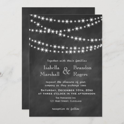 黒板のきらめきは結婚式招待状2をつけます 招待状 (正面/裏面)