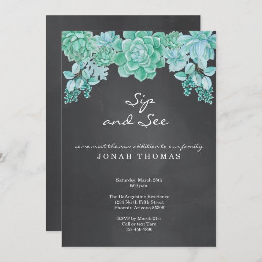 黒板のすすりと男女兼用- 招待状 (正面/裏面)