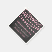 黒板のひも愛ハートのハッピーバレンタインデー スタンダードカクテルナプキン (角)