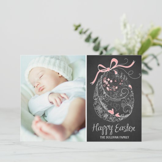 黒板のイースターエッグ|のハッピーイースターの写真カード シーズンカード (スタンド正面)