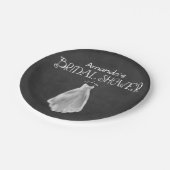 黒板のウェディングドレスのブライダルシャワーのプレート ペーパープレート (アングル)