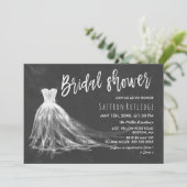 黒板のウェディングドレスのブライダルシャワー 招待状 (スタンド正面)