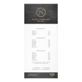 黒板のエレガントでシックなクリーム色のアイボリーの葉のモノグラム ラックカード (正面)