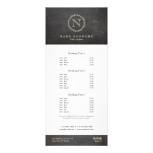 黒板のエレガントでシックなクリーム色のアイボリーの葉のモノグラム ラックカード