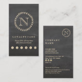 黒板のエレガントなモノグラムの縦のロイヤリティカード 名刺 (正面/裏面)