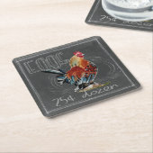 黒板のオンドリの卵 スクエアペーパーコースター (アングル)