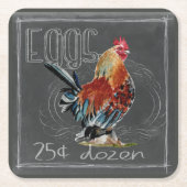 黒板のオンドリの卵 スクエアペーパーコースター (正面)