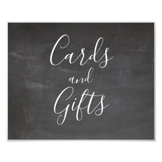 黒板のカードとギフトのサイン。モダン結婚 フォトプリント            (正面)