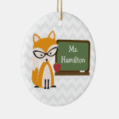 黒板のキツネのシェブロンの先生 セラミックオーナメント (右)