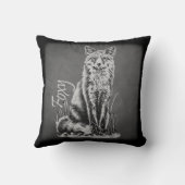 黒板のキツネの動物の芸術のチョークのスケッチ クッション (裏面)