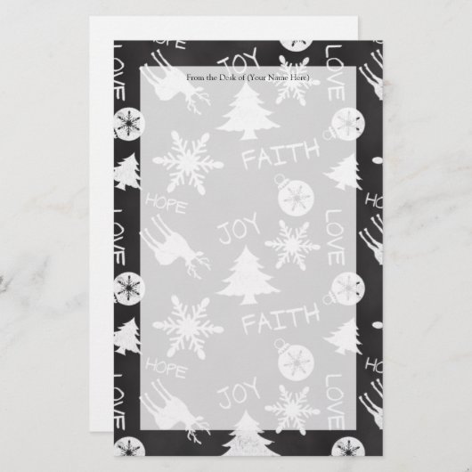 黒板のクリスマスのおもしろいパターン休日 便箋 (正面/裏面)