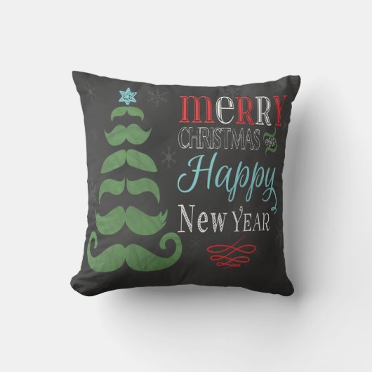 黒板のクリスマスの髭のノベルティの枕 クッション (正面)