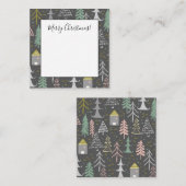 黒板のクリスマスツリーと家 ピンク 黄色 ノートカード (正面/裏面)