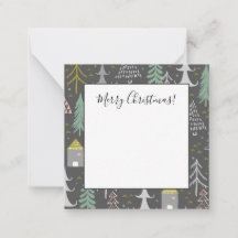 黒板のクリスマスツリーと家 ピンク 黄色