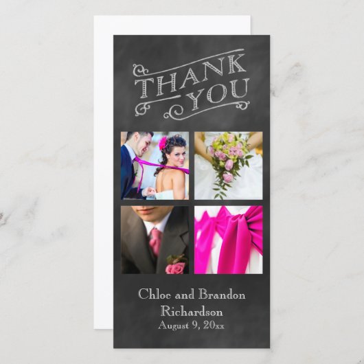 黒板のコラージュは写真カード感謝していしています サンキューカード (正面/裏面)
