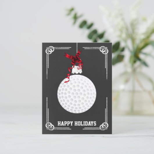 黒板のゴルファーのクリスマスカード シーズンポストカード (スタンド正面)