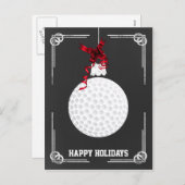 黒板のゴルファーのクリスマスカード シーズンポストカード (正面/裏面)