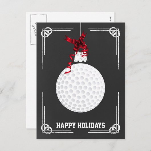 黒板のゴルファーのクリスマスカード シーズンポストカード (正面/裏面)