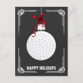 黒板のゴルファーのクリスマスカード シーズンポストカード (正面)