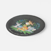 黒板のサファリのジャングルのベビーシャワー7"プレート ペーパープレート (アングル)