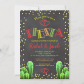 黒板のサボテンのフェスタのカップルのシャワーBrights 招待状 (正面)