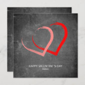 黒板のシンプルなハートのモダンなバレンタインの` s日 シーズンカード (正面/裏面)