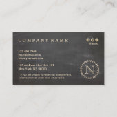 黒板のスタイルのエレガントなモノグラムのアポイントメントカード 名刺 (裏面)