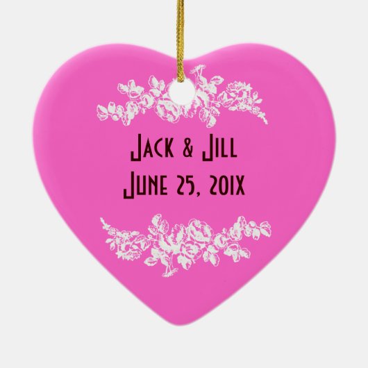 黒板のスタイルの結婚祝い セラミックオーナメント (裏面)