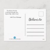 黒板のスタイルの緑の雪だるまの郵便はがき シーズンポストカード (裏面)