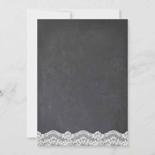 黒板のストリングライトとベイビーズブレスのウェディング 招待状 (裏面)