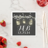 黒板のストリングライトとメイスンジャー スタンダードカクテルナプキン (インサイチュ)