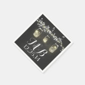 黒板のストリングライトとメイスンジャー スタンダードカクテルナプキン (角)