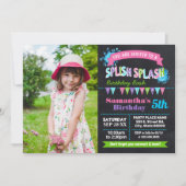 黒板のスプラッシュ·バースデー·バッシュ·ピンクの写真 招待状 (正面)