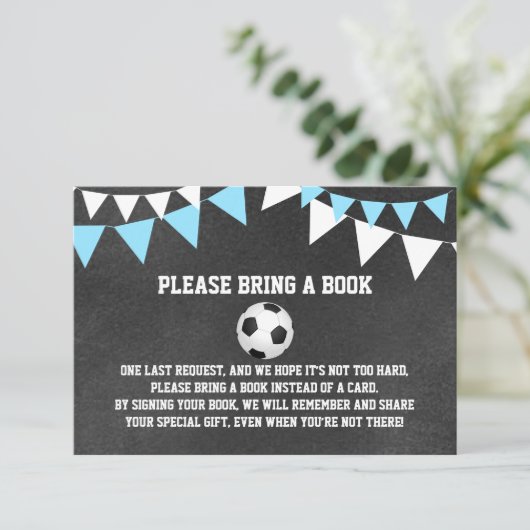 黒板のスポーツのサッカーは本のベビーシャワーを持って来ます エンクロージャーカード (スタンド正面)