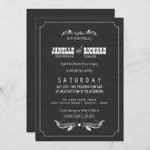 黒板のタイポグラフィのヴィンテージの結婚式招待状 招待状 (正面/裏面)
