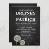 黒板のタンポポのヴィンテージの結婚式招待状 招待状 (正面/裏面)