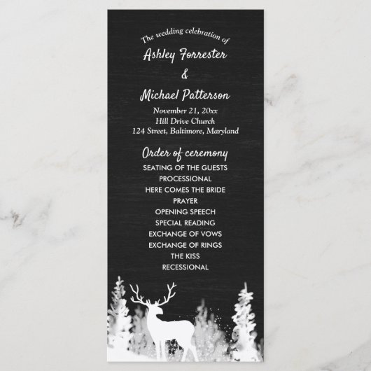 黒板のトナカイのクリスマス結婚式プログラム プログラム (正面)