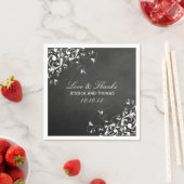 黒板のナプキンに白い結婚渦巻き旋回 スタンダードカクテルナプキン (インサイチュ)