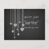 黒板のハートの学校はバレンタインをからかいます シーズンポストカード (正面)