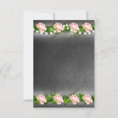 黒板のバラのウェディングレセプションカード 招待状 (裏面)