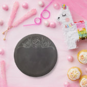 黒板のバラの紙皿 ペーパープレート (パーティー)