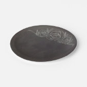 黒板のバラの紙皿 ペーパープレート (アングル)