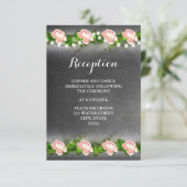 黒板のバラの結婚式の受付カード 招待状 (スタンド正面)