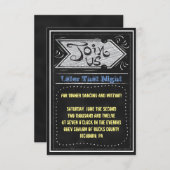 黒板のバーの（ユダヤ教の）バル・ミツバーの招待状のパーティーカード 招待状 (正面/裏面)