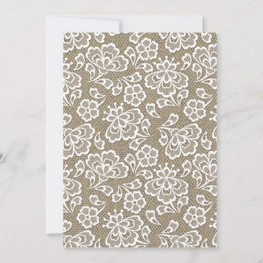 黒板のバーラップおよびレースの結婚式招待状 招待状 (裏面)