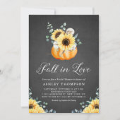 黒板のパンプキンとヒマワリのブライダルシャワー 招待状 (正面)